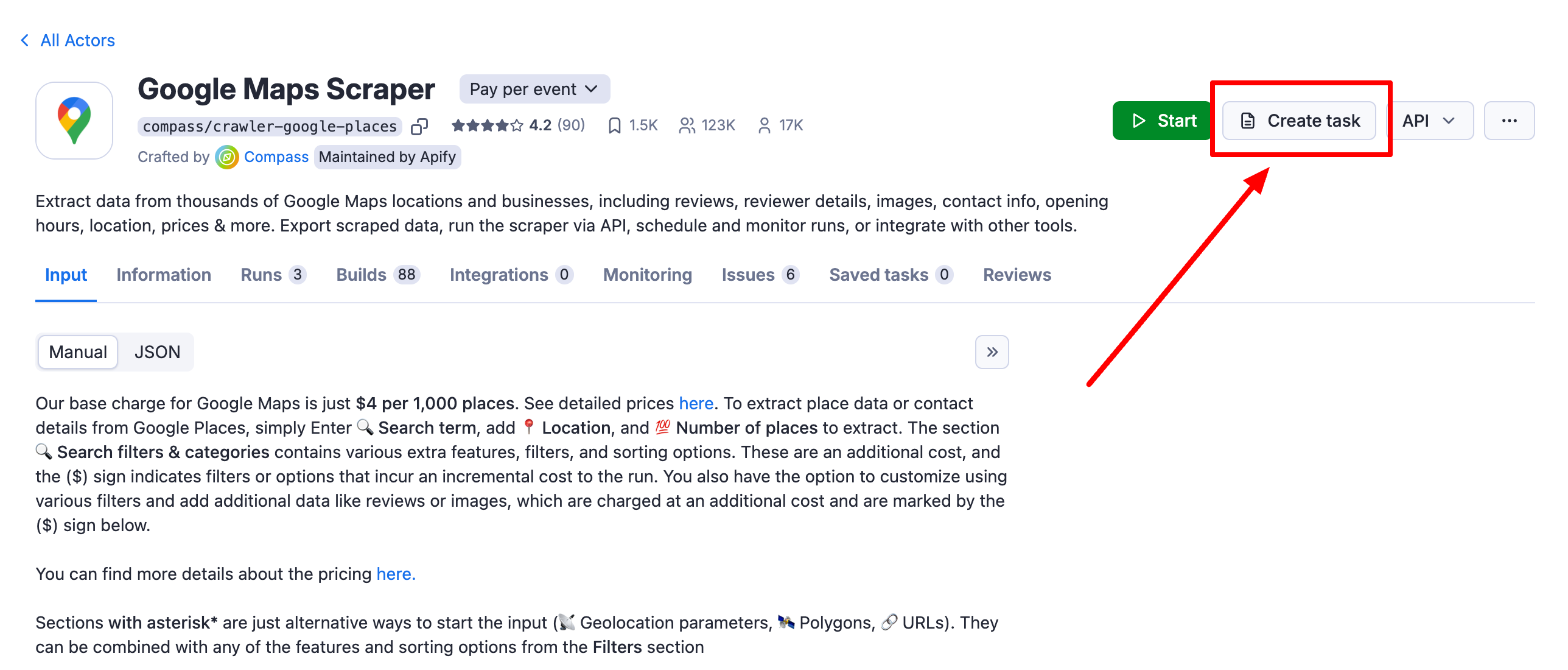 Create a task on an Actor